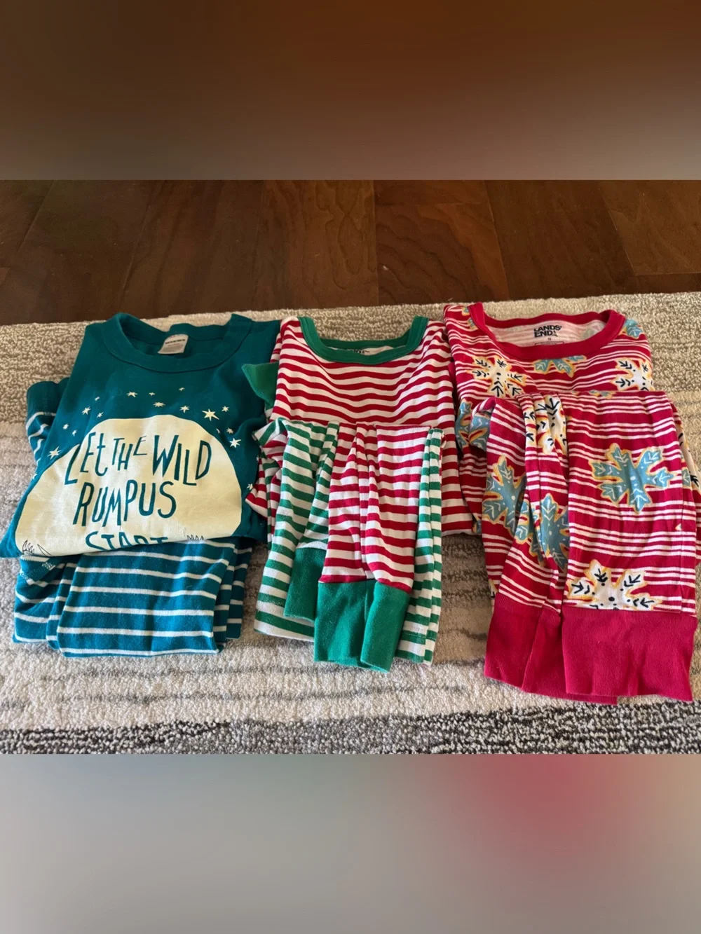 Hanna Andersson, Lands’ End Holiday Stripe & Graphic Pajama Bundle (Set of 3)